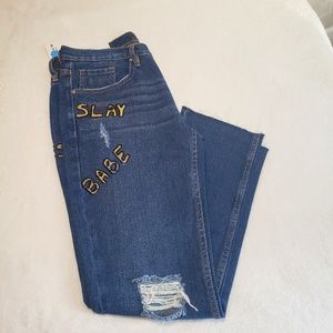 KENDALL & KYLIE • Beaded Ripped Boyfriend Jeans